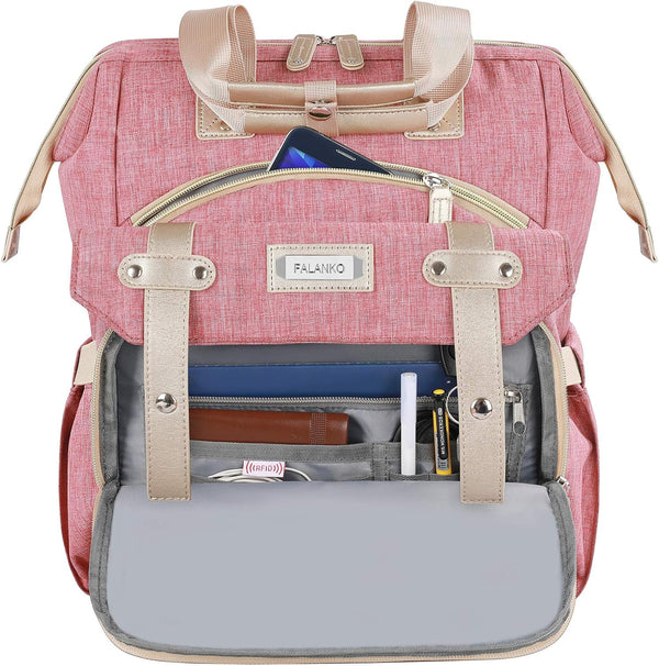 FALANKO Backpack for Women,Wide Open Work Large USB Charging Port Student Bookbag for 15.6 Inch Laptop,Doctor Teacher Nurse College School Travel
