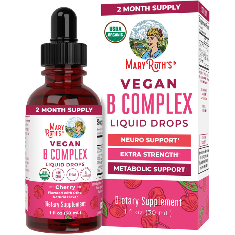 Maryruth Organics Vitamin B Complex | B Vitamins Complex | Biotin | Vitamin B12 | Niacin | Folate | Metabolic Support Supplement | Vegan | USDA