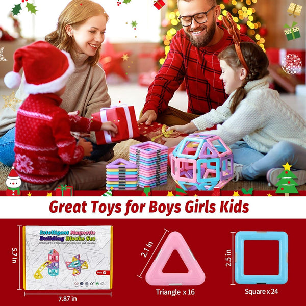 Magnetic Tiles Toys for 3 4 5 6 7 8+ Year Old Boys Girls Upgrade Macaron Castle Blocks Building Set for Toddlers STEM Creativity/Educational Toys