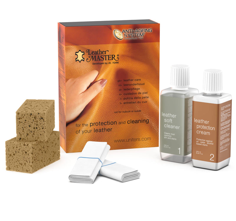 Leather Master Leather Care Kit | Leather Cleaner and Conditioner Kit | Cleans & Restores Car Seats, Furniture, Purses, Jackets | Includes Leather