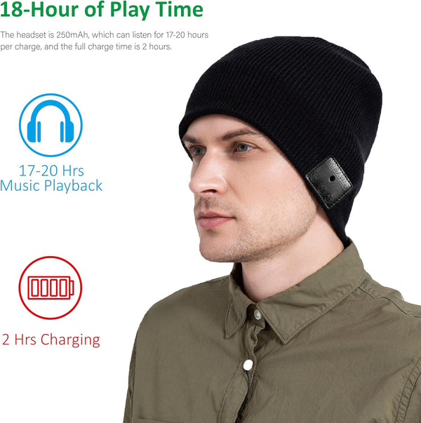 Bluetooth Beanie, HD Stereo, Built-In Mic, Men'S/Women'S Christmas Electronic Gifts