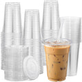 AOZITA 120 Sets - 16 oz Clear Plastic Cups with Lids, Disposable Cups With Straw Slot Lids for Cold Drinks, Milkshake, Smoothie, Iced Coffee and