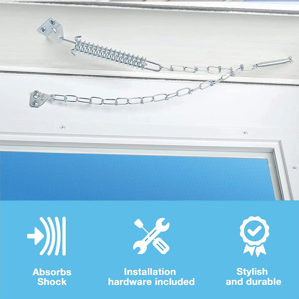 Wright Products - Steel Screen and Storm Door Chain Stop - Absorbs Shock from Wind, Zinc