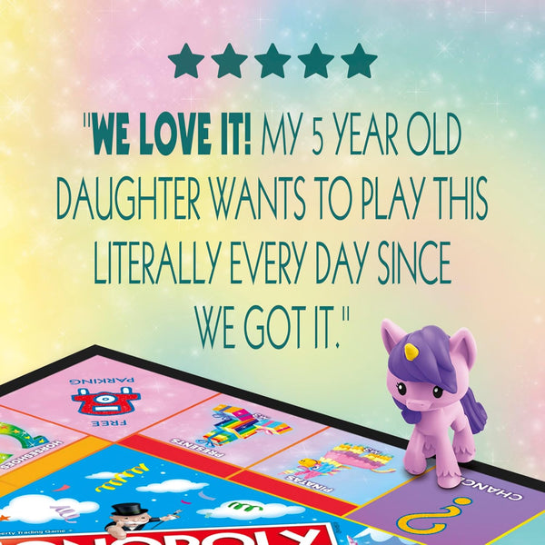 Monopoly Junior: Unicorn Edition Board Game | Magical-Themed Indoor Family Game | 2 to 4 Players | Preschool Games | Kids Gifts | Ages 5 and up