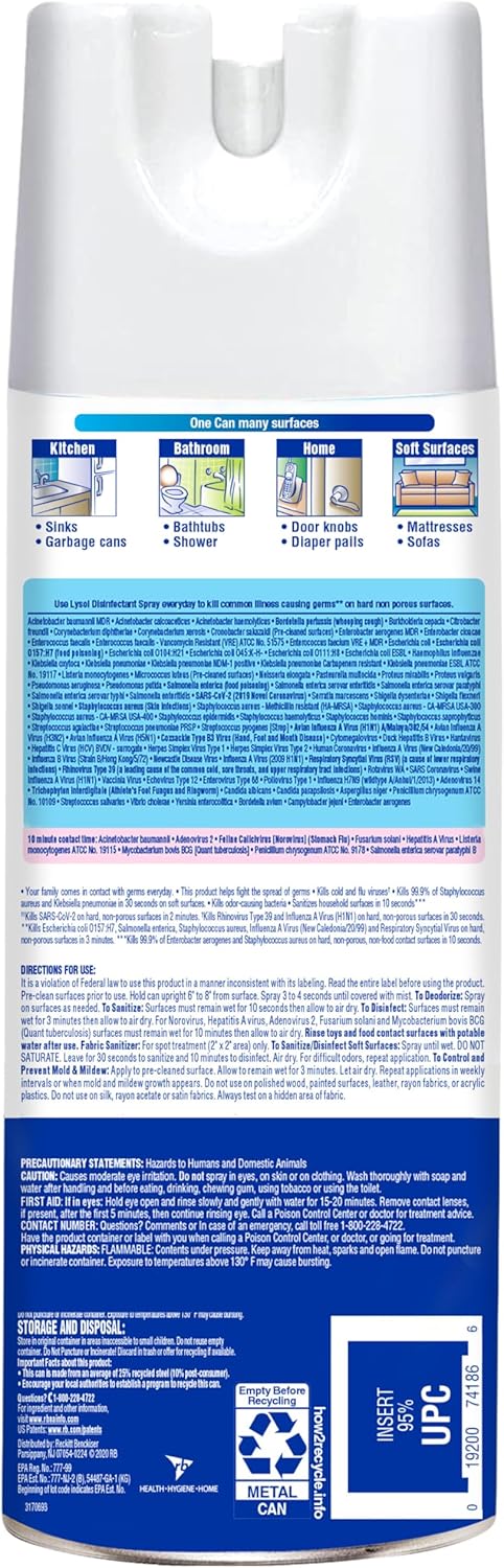 Lysol Disinfectant Spray, Sanitizing and Antibacterial Spray, for Disinfecting and Deodorizing, Crisp Linen, 12.5 Fl Oz (Pack of 2)