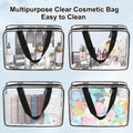 APREUTY Clear Makeup Bags, TSA Approved 3 Pcs Large Cosmetic Makeup Bags Set Clear PVC with Zipper Handle Portable Travel Luggage Pouch Airport