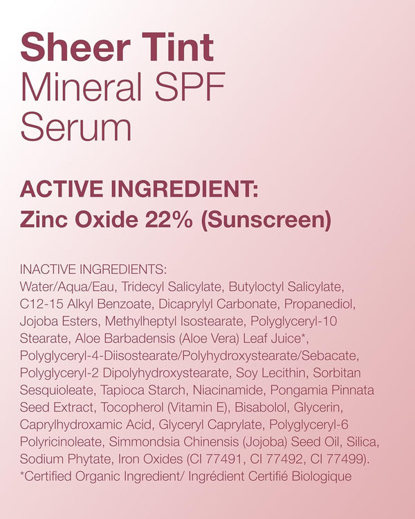 Mineral Fusion Face Serum, Sheer Tint Mineral SPF Serum, 1 Fl Oz, Medium, Tinted Broad Spectrum SPF 50 Mineral Sunscreen, Sheer Coverage,