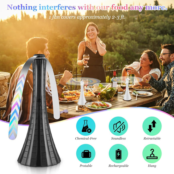 Fly Fans for Tables Rechargeable, 1800Mah Table Fans to Keep Flies Away by Soft Blades, Fly Repellent Outdoor Patio, Camping Picnic Essentials,