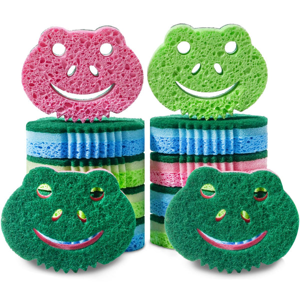 Smilepowo 12 Pack Scrub Sponge,Bulk Sponges,Dual-Sided Multi-Functional Premium Cleaning Sponges,Dishwashing Sponge for Heavy Duty Scouring