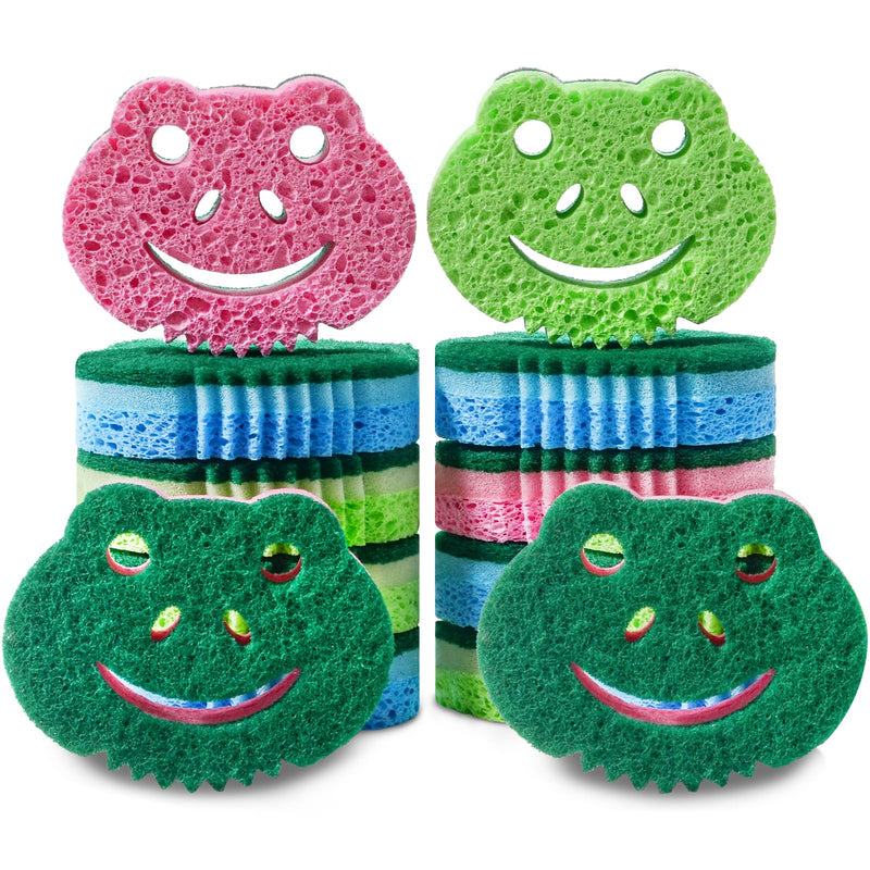 Smilepowo 12 Pack Scrub Sponge,Bulk Sponges,Dual-Sided Multi-Functional Premium Cleaning Sponges,Dishwashing Sponge for Heavy Duty Scouring
