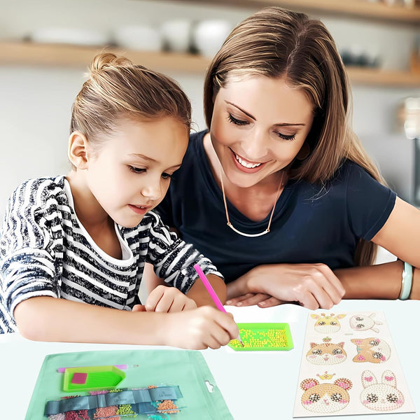 SINHOWANG Diamond Art Kits for Kids 4-8 Years Old, Arts and Crafts for Kids Ages 8-12 Girls Boys Art Supplies, 6Pcs Animal Mosaics Gem Stickers