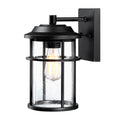 Outdoor Wall Lantern, Exterior Waterproof Wall Sconce Light Fixture, Anti-Rust Black Wall Mount Lighting with Seeded Glass Shade, E26 Socket Front