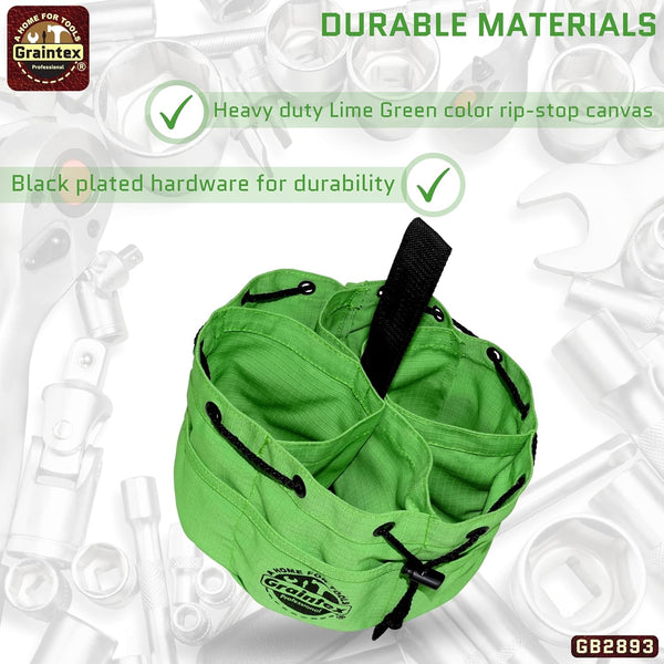 Graintex 18 Pockets Grab Bag Rip-stop Canvas Drawstring Closure, Small Part Organizer Pouch, Small Tools, Screws, Parts, Parachute Tool Bag for