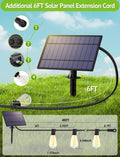 48FT Solar String Lights Outdoor with Remote, Waterproof Dimmable Patio Lights with 18+1 LED ST38 Bulbs 3 Modes Hanging Lighting for Backyard