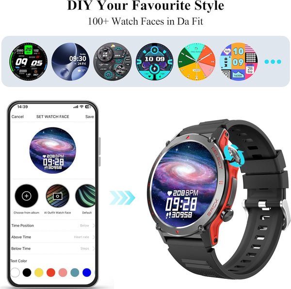 Smart Watch, 1.43''AMOLED 45Mm Military Smartwatch Men Women Answer/Make Call, Digital Fitness Watch, 110+ Sports, Blood Pressure, Heart Rate,