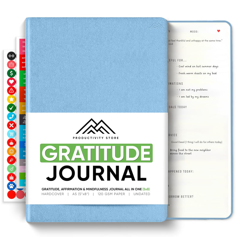 PRODUCTIVITY STORE Gratitude & Self-Care Journal - Guided Mindfulness & Mental Health Journal All-In-One with Prompts for Self Discovery - Daily