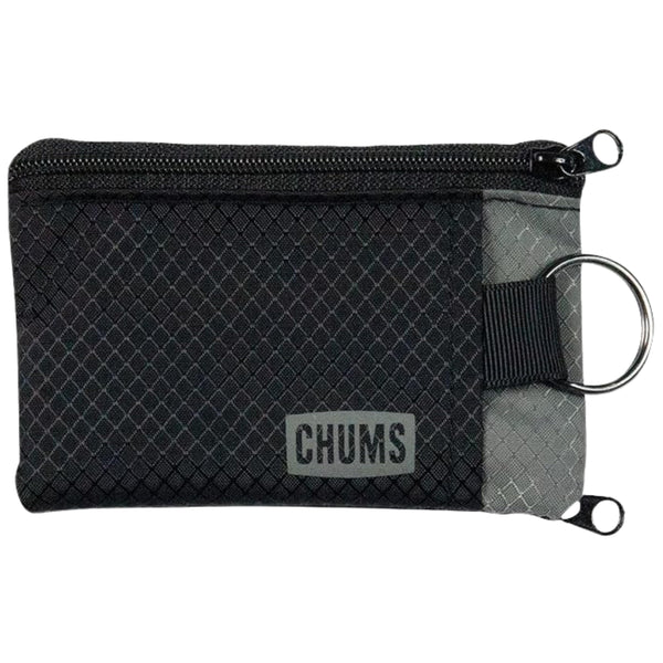 Chums Surfshorts Wallet - Lightweight Slim Wallet with RFID Blocking Card & Clear ID Window - Zippered, Minimalist Wallet w/Key Ring - Solid