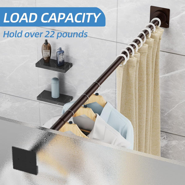 Matte Bronze Shower Curtain Rod,1 Inch Diameter Stainless Steel Adjustable Spring Tension Rods 32 to 68",With Holders,Anti-Slip,Curtain Rods No