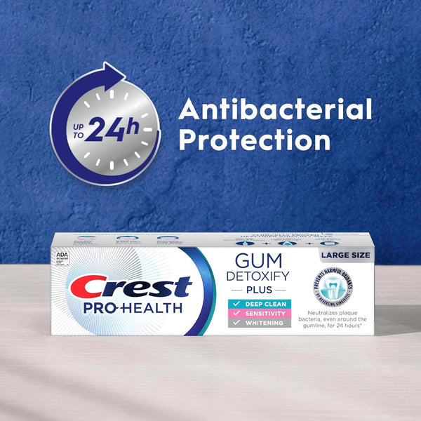 Crest Pro-Health Gum Detoxify plus Toothpaste 4.5 Oz Pack of 3 - Antibacterial Fluoride Toothpaste, Sensitivity Protection, Whitens Teeth,
