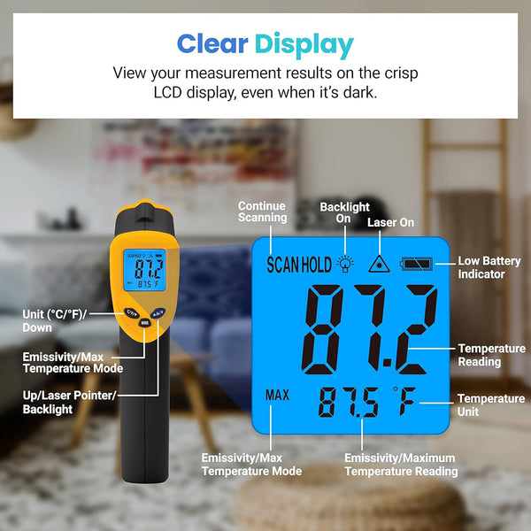 Etekcity Infrared Thermometer Laser Temperature Gun 774, Meat Food Candy Oven Thermometer for Griddle Accessories, Heat Gun for Cooking