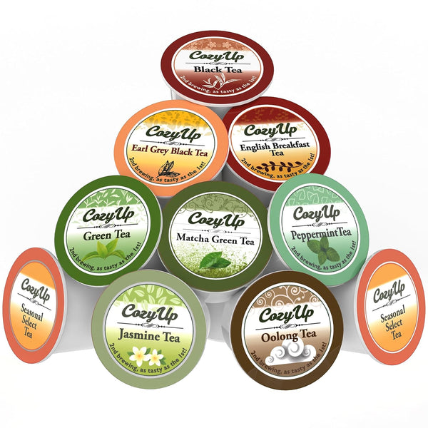 Cozy up 10 Flavors Variety Tea Sampler Compatible with Keurig K-Cup Brewers, 100-Count