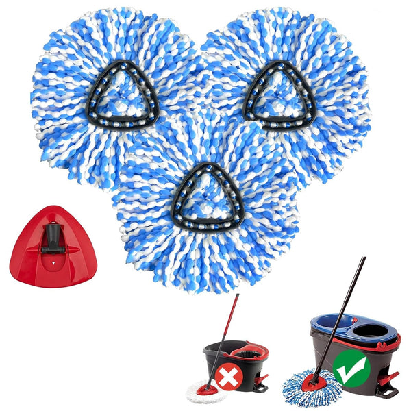 3 Pack Spin Mop Replacement Heads Compatible with O Cedar Rinseclean 2-Tank System, Microfiber Spin Mop Refills Replace Heads, Deep Cleaning,