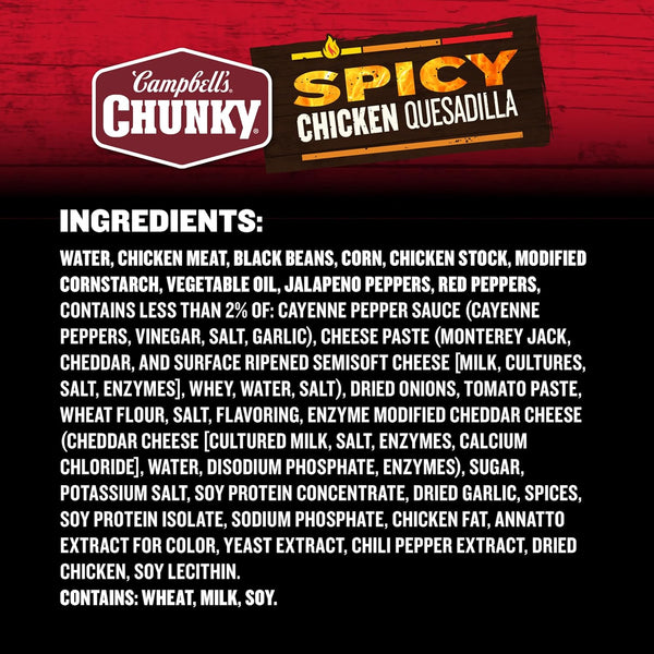 Campbell'S Chunky Soup, Spicy Chicken Quesadilla Soup, 18.8 Oz Can