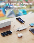 Portable Charger with Built in Cables, Portable Charger with Cords Wires Slim 10000Mah Travel Battery Pack 6 Outputs 3 Inputs 3A Fast Charging