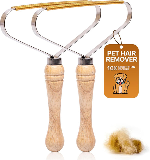 2-Pack Pet Hair Removal Tool - Carpet Rake and Squeegee for Pet Hair Remover Tool - Lint Remover and Hair Scraper for Couch - Easy to Clean Fuzz