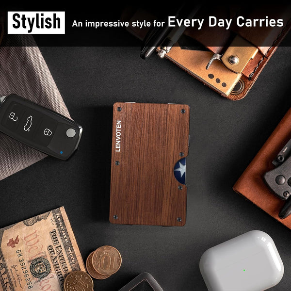 Minimalist Wallet for Men, Metal Wallet with Money Clip, Slim Compact Wallet, RFID Blocking Card Holder, Metal Aluminum Credit Card Holder, Holds