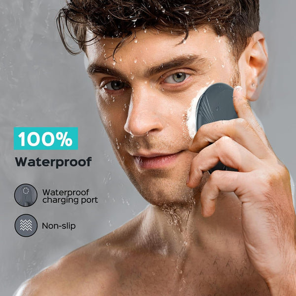 COSLUS Facial Cleansing Brush Face Scrubber : Portable Silicone Waterproof Rechargeable Face Wash Brush, 5 Cleansing Modes, Electric Deep Cleaning