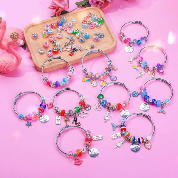 AIPRIDY 208 Pieces Charm Bracelet Making Kit,Unicorn Mermaid Crafts Gifts Set Can Inspires Imagination and Creativity,Jewelry Making Kit Perfect