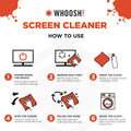 WHOOSH! Screen Shine Duo - Screen Cleaner Spray for Ipad, Monitor, Laptop, Macbook - 3.4 Oz & 0.3 Oz Bottles with 2 Microfiber Cloths - Portable