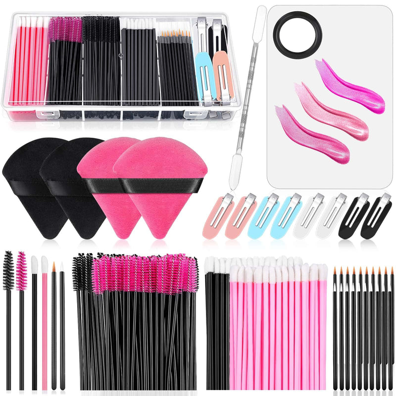Disposable Applicators Kit with Makeup Puff, Mixing Palette, Artist Supplies, Accessories, Mascara Wands, Lip Brushes, Hair Clips, Powder Puffs