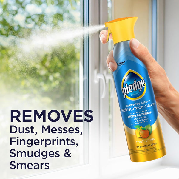 Pledge Antibacterial Multisurface Cleaner Spray, Fresh Citrus - Household Antibacterial Spray, 9.7 Oz (Pack of 3)