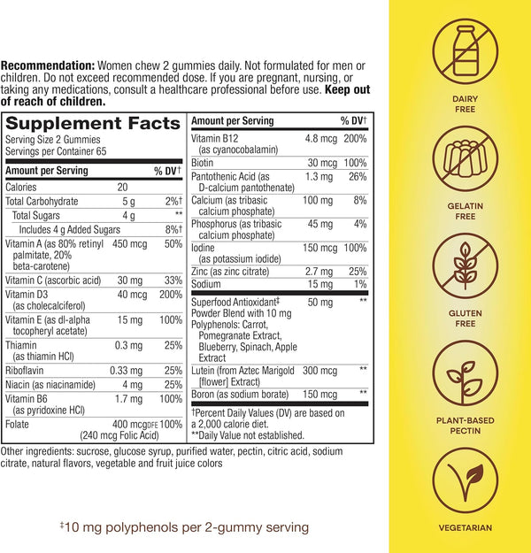 Nature'S Way Alive! WomenâS 50+ Daily Gummy Multivitamins, Supports Multiple Body Systems*, Supports Healthy Heart, Brain & Bones,* B-Vitamins,
