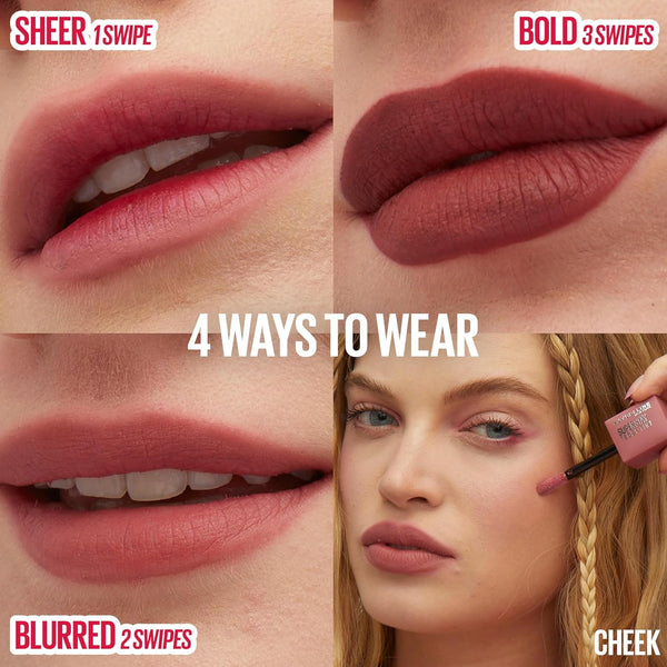 Maybelline Super Stay Teddy Lip Tint, Long Lasting Matte Lipstick for up to 12HR Wear, Kneehigh, 1 Count