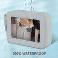 Prite Small Makeup Bag for Women Portable Clear Makeup Bag Cute Mini Waterproof Travel Cosmetic Bag with Gold Zipper for Car Essentials(Grey)