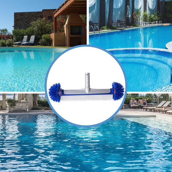 Professional Swimming Pool Brush Head, 17.5'' Aluminum Heavy Duty Pool Brushes for Cleaning Pool Walls, Tiles & Floors, Premium Nylon Bristles