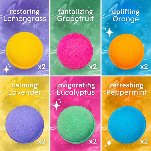 Anovina 12XL Bath Bombs Gift Set USA Made with Natural Essential Oils for Women & Kids â Aromatherapy Holiday Gifts Ideas. Mothers Day Gift Idea.