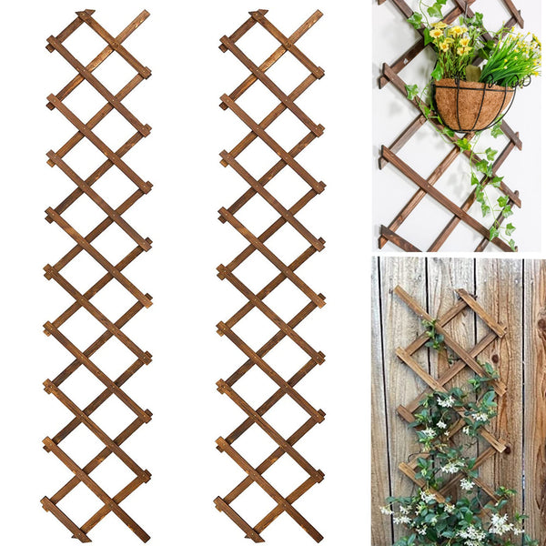 Avalution Extensible Natural Garden Wooden Fence Lattice Frame Plant Support Frame Natural Wooden Lattice Frame for Cucumber Climbing Plant Vines