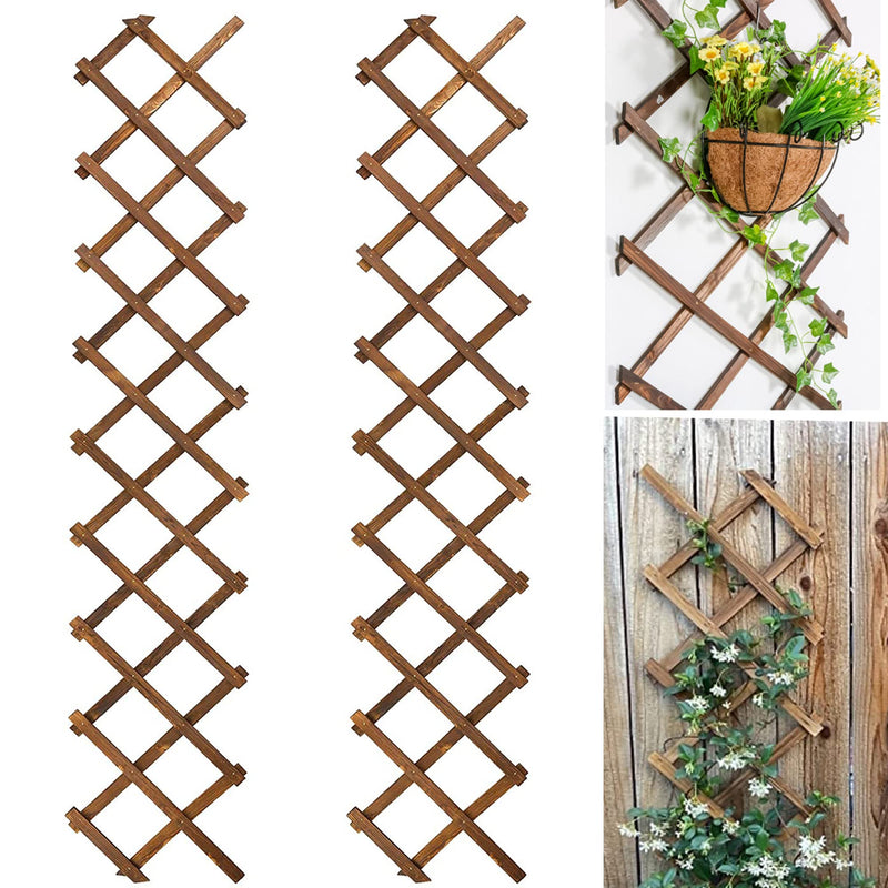 Avalution Extensible Natural Garden Wooden Fence Lattice Frame Plant Support Frame Natural Wooden Lattice Frame for Cucumber Climbing Plant Vines