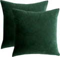 Rainroad Velvet Decorative Throw Pillow Covers Cushion Cover Pillow Case for Sofa Couch Bed Chair,Soft Square Dark Green Throw Pillows 18X18