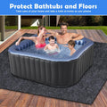 80 * 80 Inch Hot Tub Mat, Extra Large Inflatable Hot Tub Pad Outdoor Indoor, Waterproof Slip-Proof Backing, Absorbent Spa Pool Ground Base