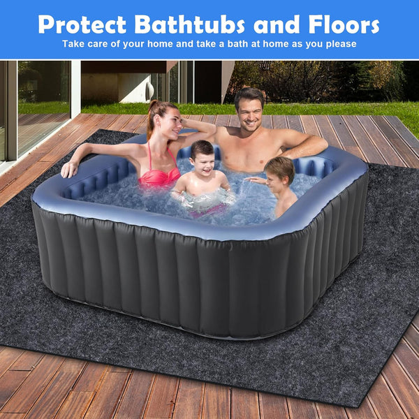 80 * 80 Inch Hot Tub Mat, Extra Large Inflatable Hot Tub Pad Outdoor Indoor, Waterproof Slip-Proof Backing, Absorbent Spa Pool Ground Base
