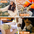 Leather Winter Work Gloves Multipurpose Heated Adjustable Wrist for Construction Tools & Home Improvement Brown M