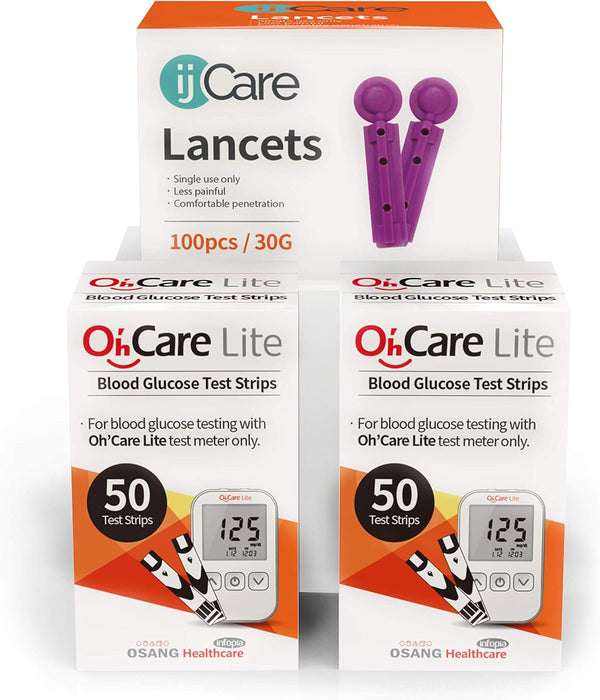 OhâCare Lite Blood Sugar Testing Monitor â Glucose Test Strips and Lancets for for Blood Testing â Accurate and Affordable Diabetic Supplies