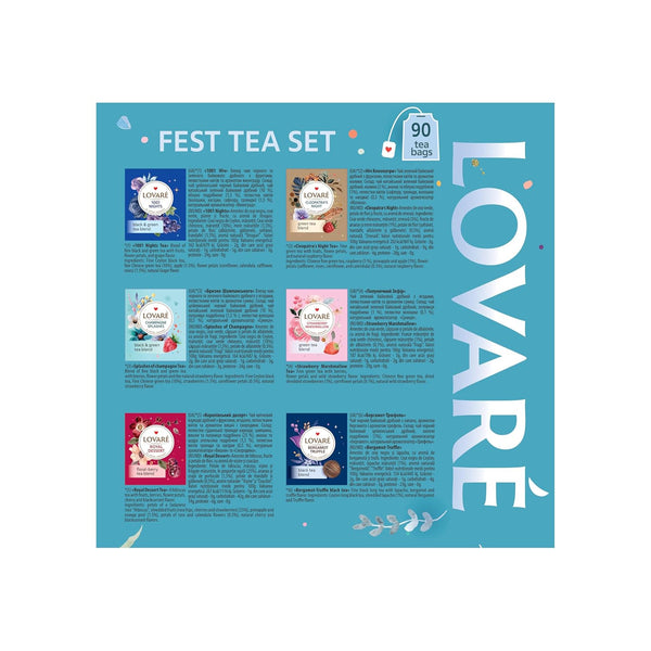 LOVARE Black and Green Tea Bags Variety Pack - Made in Ukraine Tea Sampler - Individually Wrapped 90 Assorted Tea Bags - Gift Box for Tea Lovers