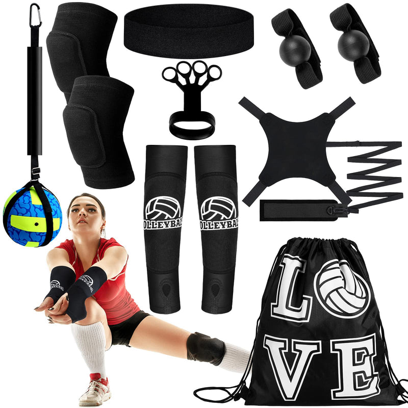 Wettarn 8 Set Volleyball Training Equipment Aid Solo Volleyball Trainer Kit, Include Elastic Resistance Belt Set Spike Trainer Hand Straps Arm