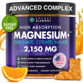 Magnesium Glycinate 2150MG Gummies for Women and Men, High Absorption Magnesium Glycinate, Citrate, Malate Gummies for Adults & Kids, Magnesium